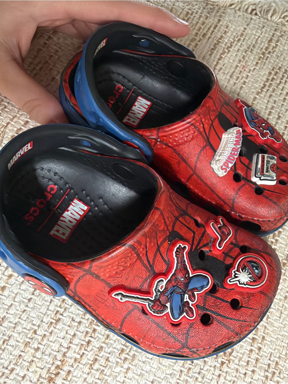 Marvel Red Spider-Man Kids Sandals with Blue Heel Strap